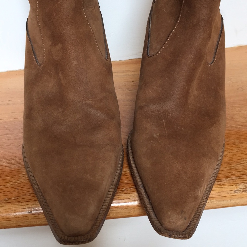 Michael Kors tan leather heeled western boots - Picture 6 of 8